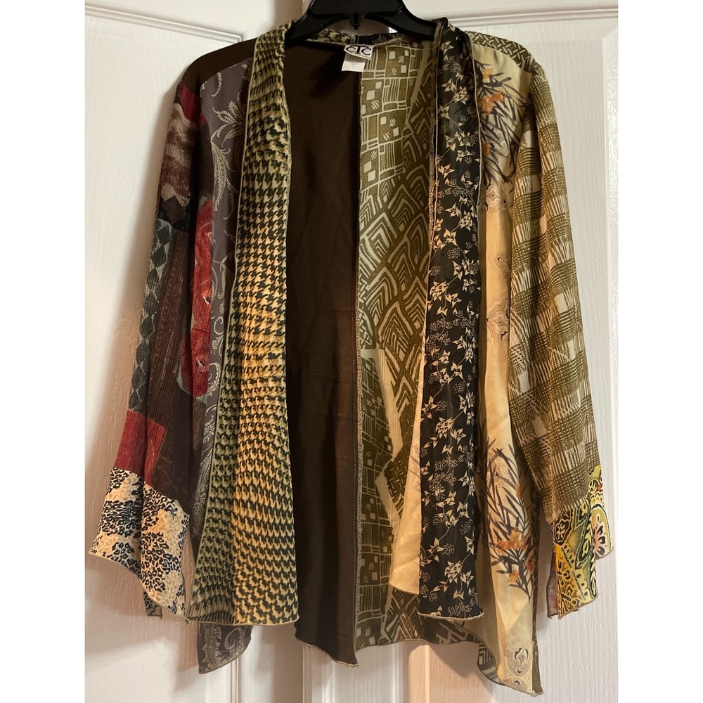 CTC Carol Turner Collection Boho Kimono Blazer Size 3 Patchwork Lagenlook VTG